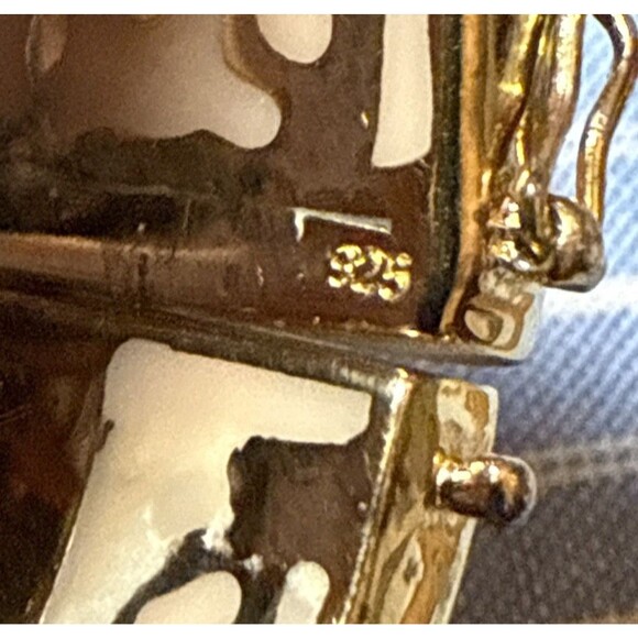 RARE Vintage Angélique de Paris Ivory Resin & Gold over Sterling Hinged‎ Cuff - Picture 9 of 9